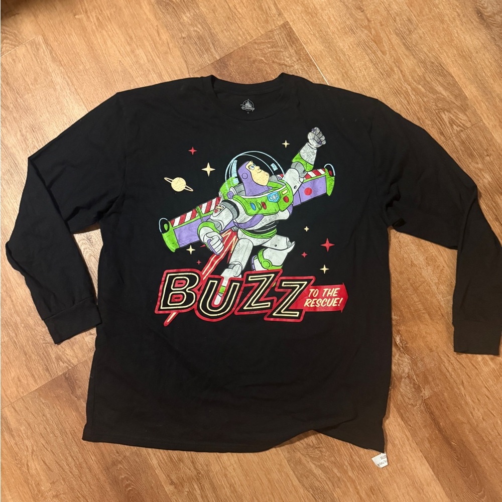 Disney Black Buzz Lightyear Long Sleeve Tee